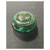 Victorian art glass powder jar/trinket jar