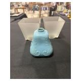 Blue opaline oil lamp base and 2 gas light shades