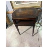 Mahogany side table with leather top 26 X 20.5 X