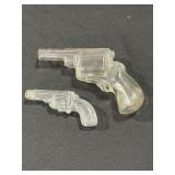 2 Revolver shaped antique glass candy dispensers