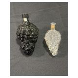 2 Grape cluster decanters/flasks one is green and