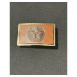 Texaco leather inlay and brass belt buckle made by