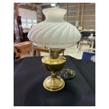 Brass table lamp with white shade (has been