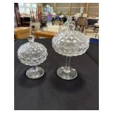 2 Fostoria pedestal candy dishes