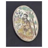 Persian or Qajar style ceramic pottery oval tile
