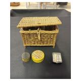 Fishing creel basket containing hand fishing