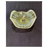 Vaseline glass dish with scallop edge,