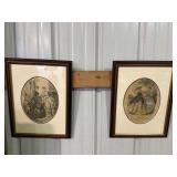 2 Victorian double matted lady pictures and
