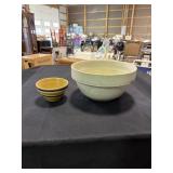 2 Mixing bowls - Small one has blue stripes (small