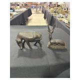 2 Hand carved wooden animal figurines - gazelle