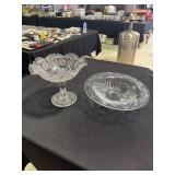 Indiana Glass Button & Daisy compote dish and