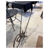 Antique single wheel garden plow cultivator