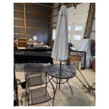 Black metal mesh outdoor patio table with