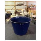 Navy blue enamelware pail with bale handle