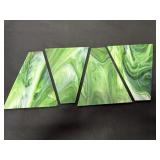 4 Green slag glass panels