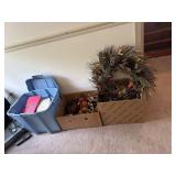 3 Box lots including fall wreath,pumpkins, and box