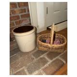 Handled basket with small United States flags