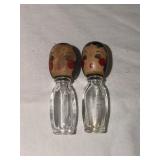 Whimsical perfume bottles (wooden heads)
