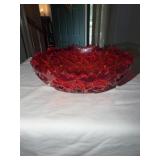 Red amberina sawtooth bowl possibly by L.E. Smith