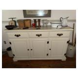 Wooden buffet or storage cabinet painted white