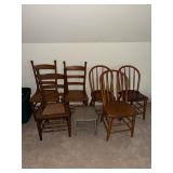 6 Chair lot including 3 cane bottom and 3