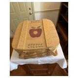 Basketville picnic basket decorated with apples
