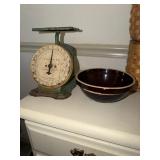 Columbia family scale and a brown glazed