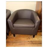 Faux leather barrel accent chair
