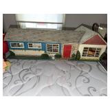 Marx tin litho doll house with doll furniture and