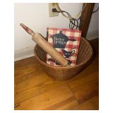 Basket containing rolling pin and Better Homes