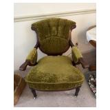 Victorian arm chair with green