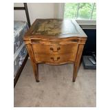 2 Mahogany leather top side tables