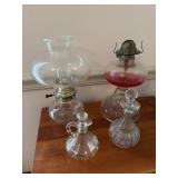 Clear glass lot -ntable lamp, kerosene lamp and