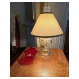 Amberina scalloped edge candy dish and a