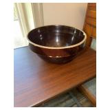 Antique brown stoneware mixing bowl