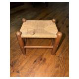 Footstool with woven rush seat