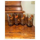 4 Libbey butterfly design glasses