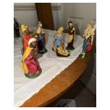 Italy handpainted nativity set and stained glass