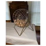 Metal wire Bingo cage with wooden balls and