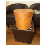 Wooden cheese box 10" tall containing a large