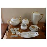 Lot - Lusterware tea set, coffee pot (lid has