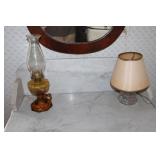 Amber finger oil lamp and clear glass finger oil