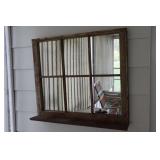Window window pane mirror with shelf 32' x 28'