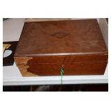 Wood writing lap desk with key marked New York