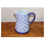 Andrea Sadek blue and white fishnet pattern