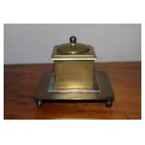 Bradley and Hubbard brass inkwell with milkglass