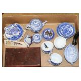 Box lot - Blue Willow child's miniature tea