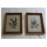 2 Framed needlepoint birds