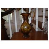 Handblown amber glass pitcher 10 3/4' tall