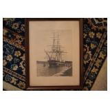 USS Constitution 'Old Ironsides' etching by Robert